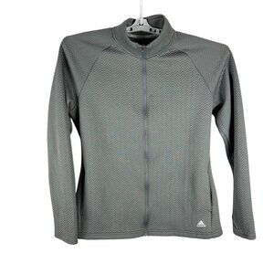 Adidas XL Golf Jacket Full-Zip Herringbone 100% Polyester Gray Long Sleeve